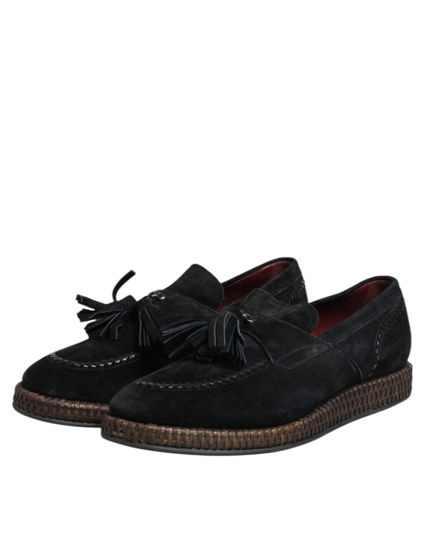 Dolce & Gabbana – Loafer aus schwarzem Wildleder mit Quastenverzierung