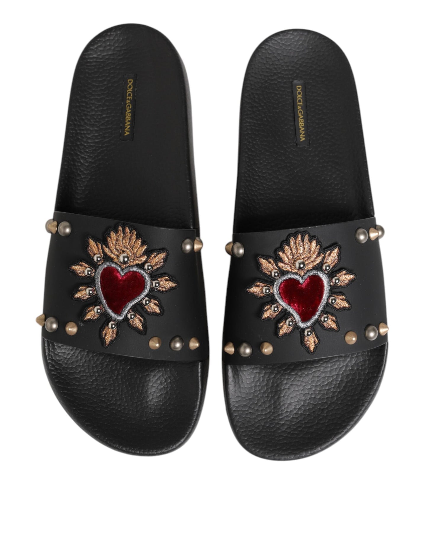 Dolce & Gabbana – Sacred Heart – Slides aus schwarzem Gummi Herren Strandschuhe
