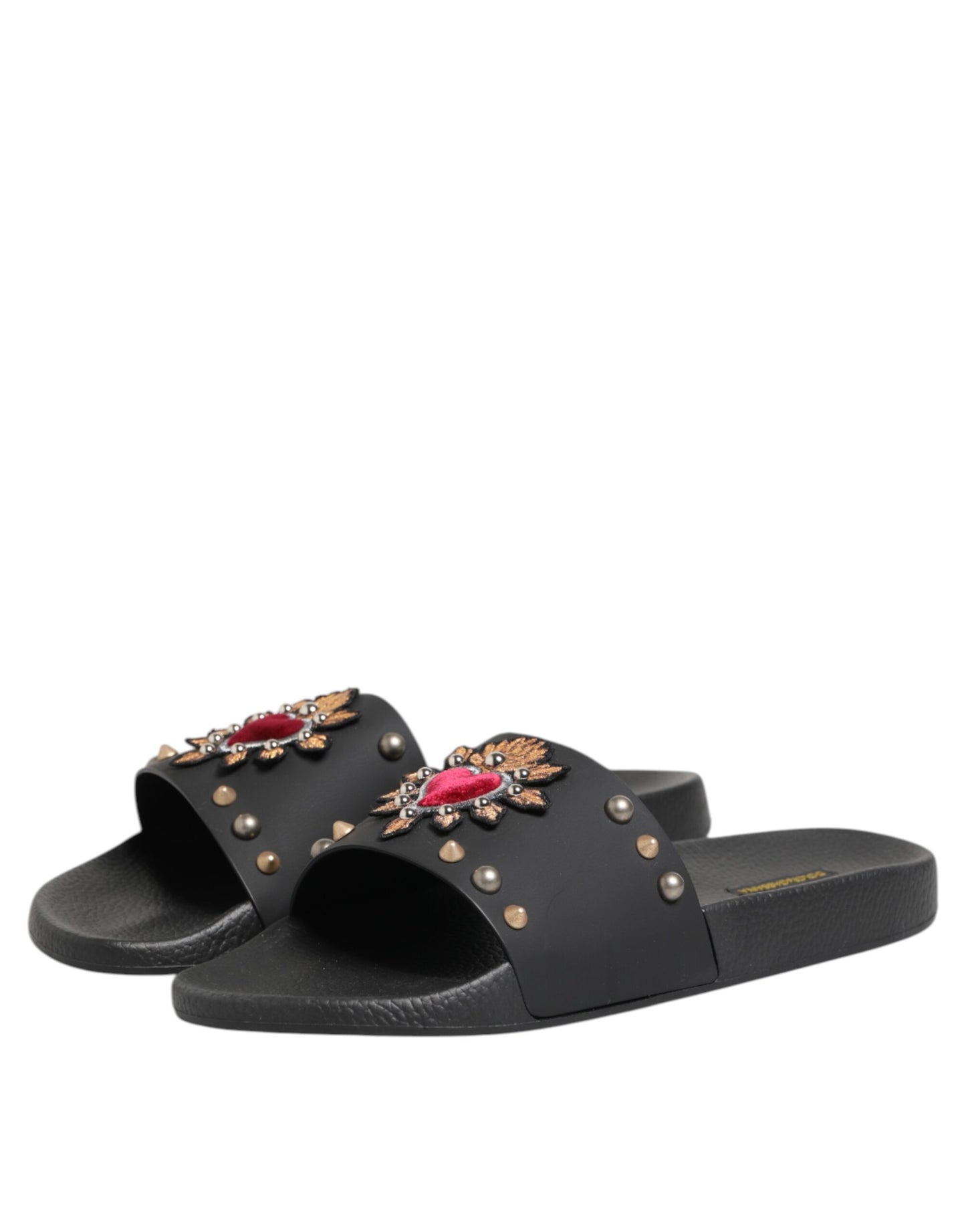 Dolce & Gabbana – Sacred Heart – Slides aus schwarzem Gummi Herren Strandschuhe