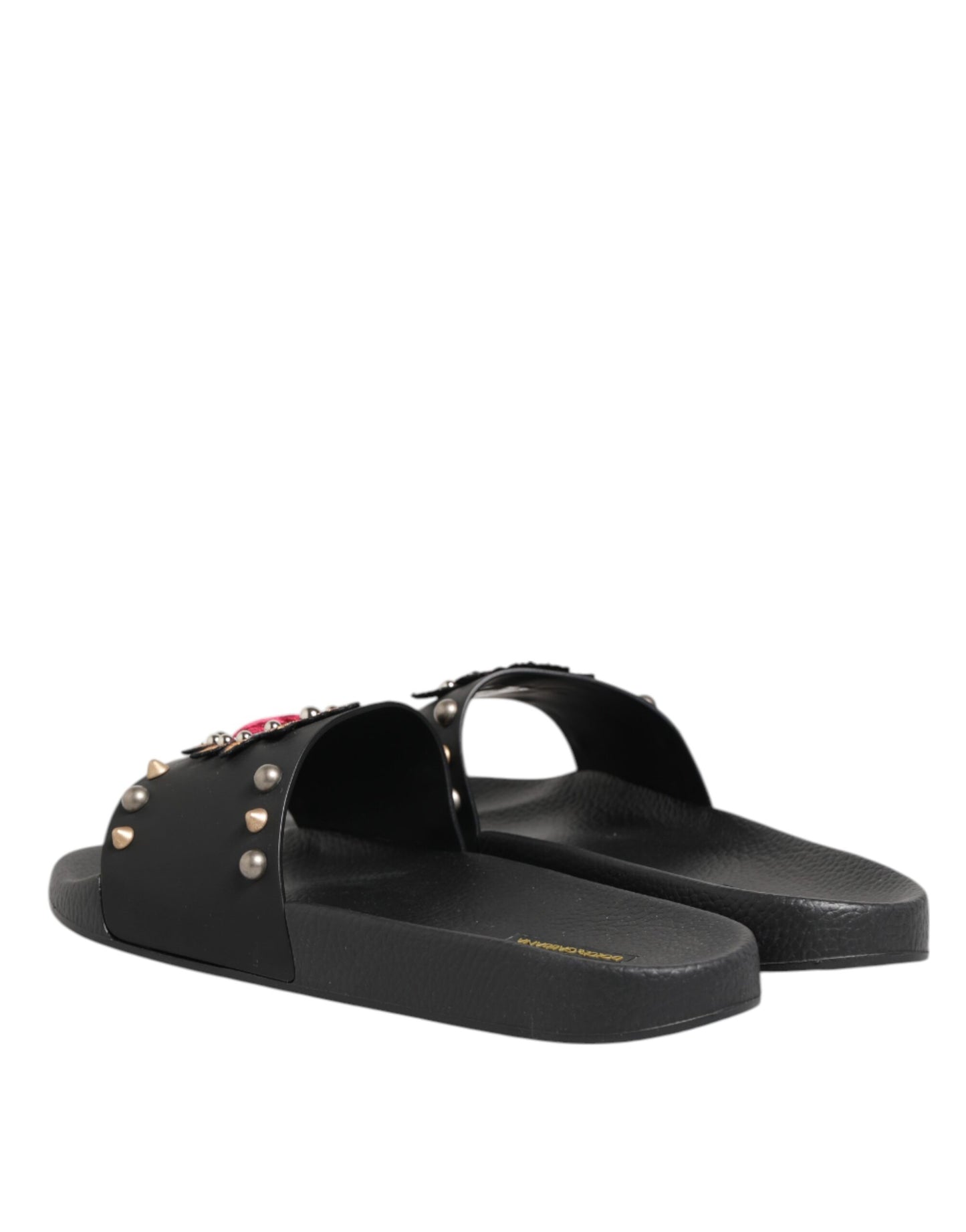 Dolce & Gabbana – Sacred Heart – Slides aus schwarzem Gummi Herren Strandschuhe