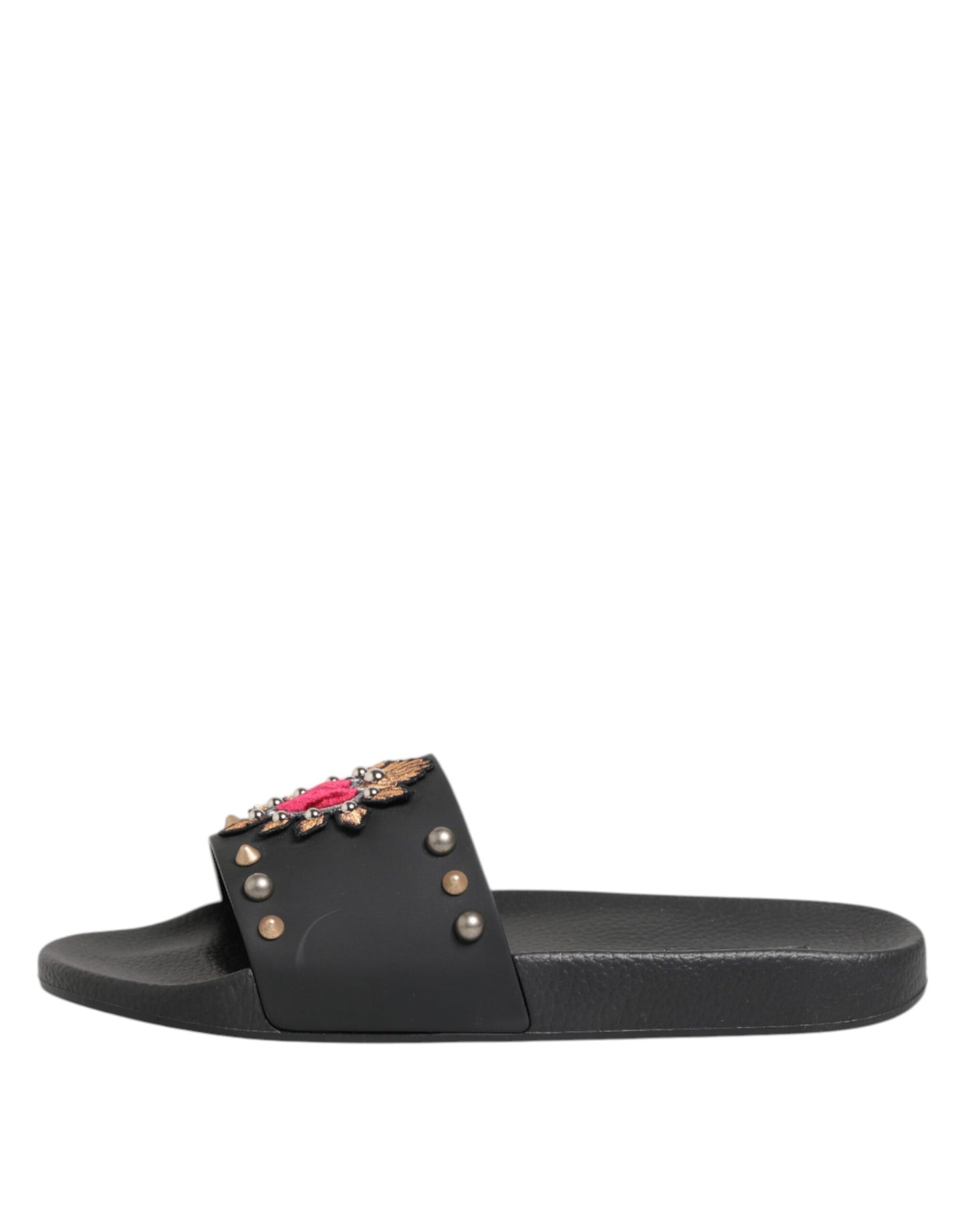 Dolce & Gabbana – Sacred Heart – Slides aus schwarzem Gummi Herren Strandschuhe