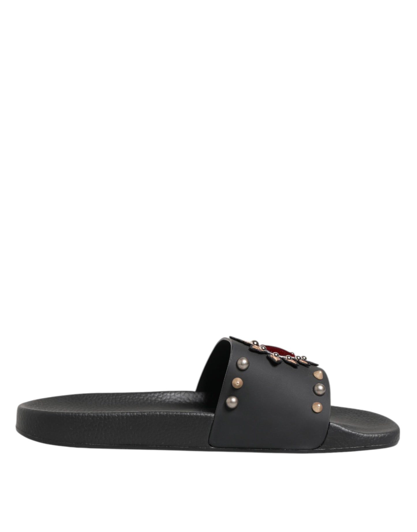 Dolce & Gabbana – Sacred Heart – Slides aus schwarzem Gummi Herren Strandschuhe