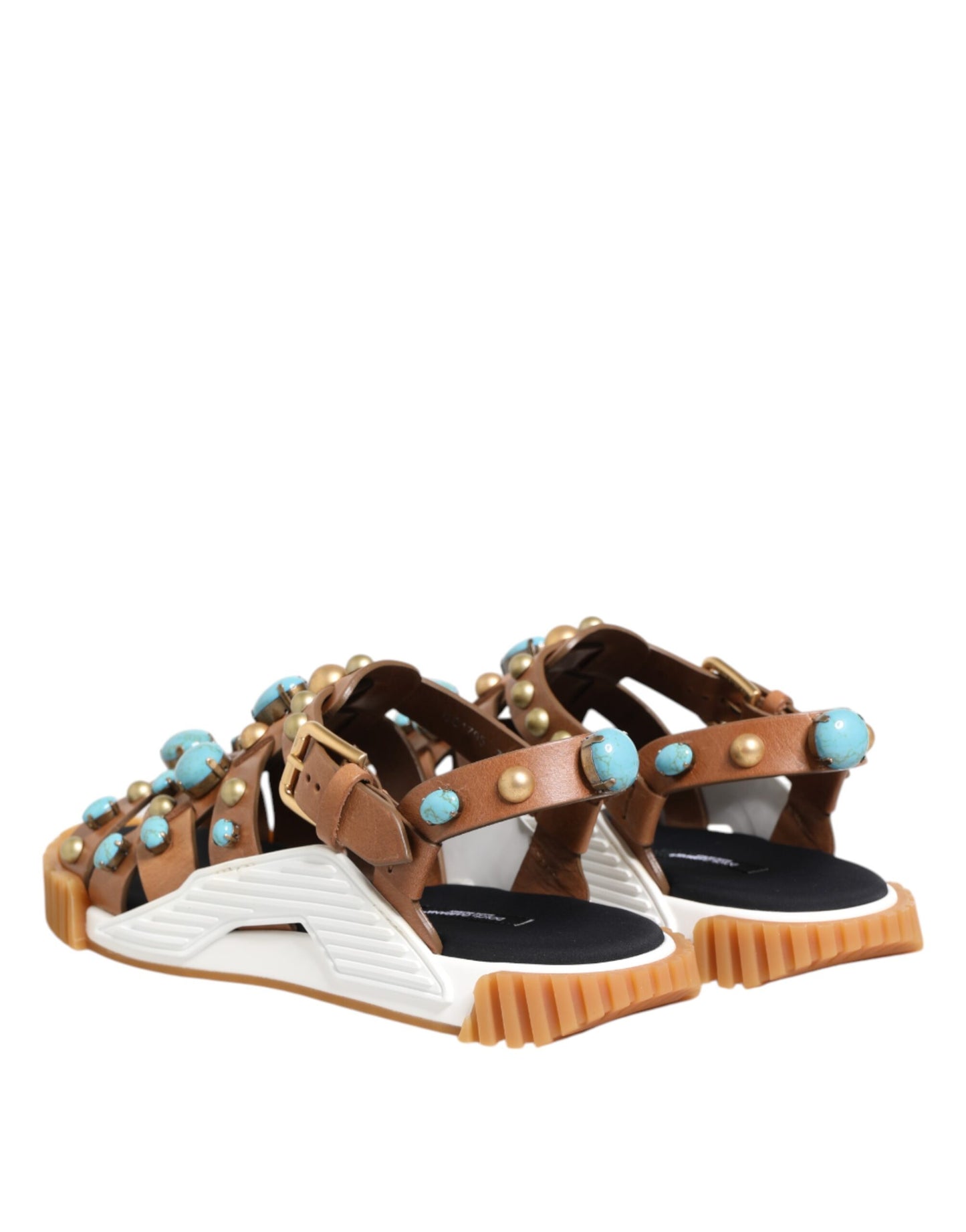 Dolce & Gabbana – Sandalen mit Nieten aus braunem Leder