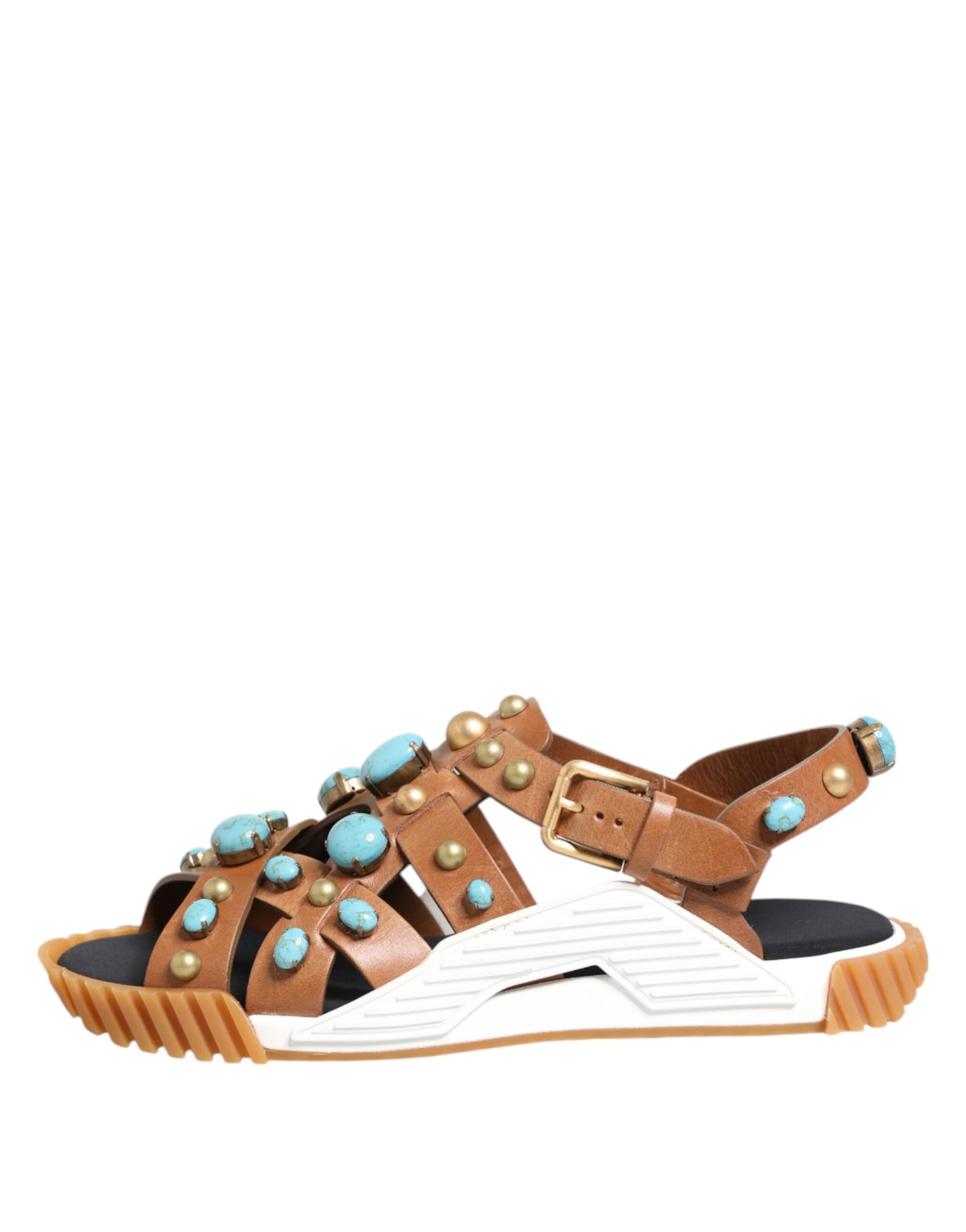 Dolce & Gabbana – Sandalen mit Nieten aus braunem Leder