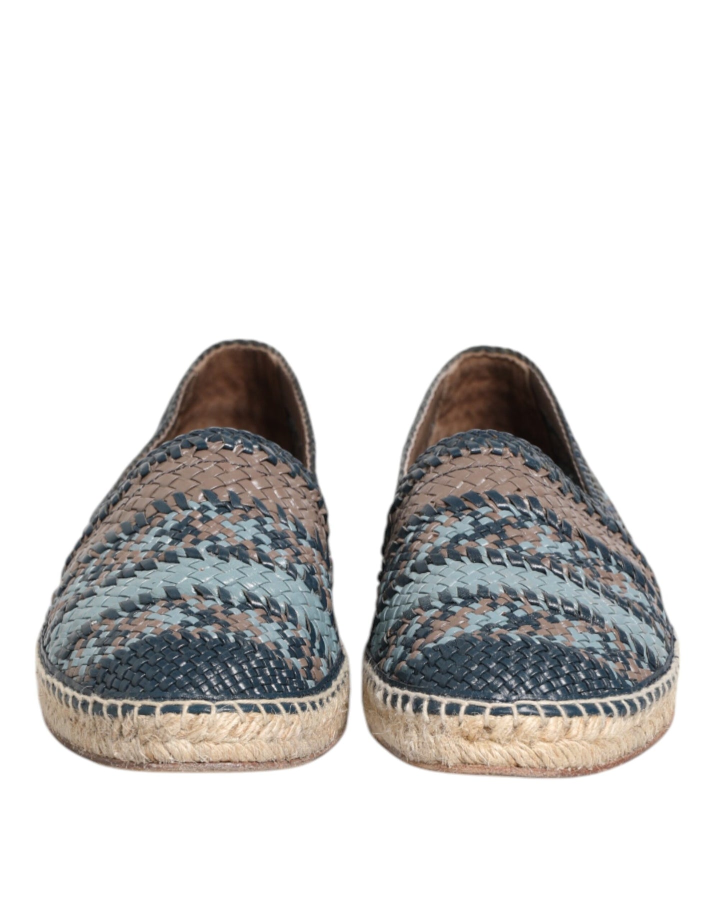 Dolce & Gabbana Blaugraue Espadrilles aus gewebtem Buffalo-Leder