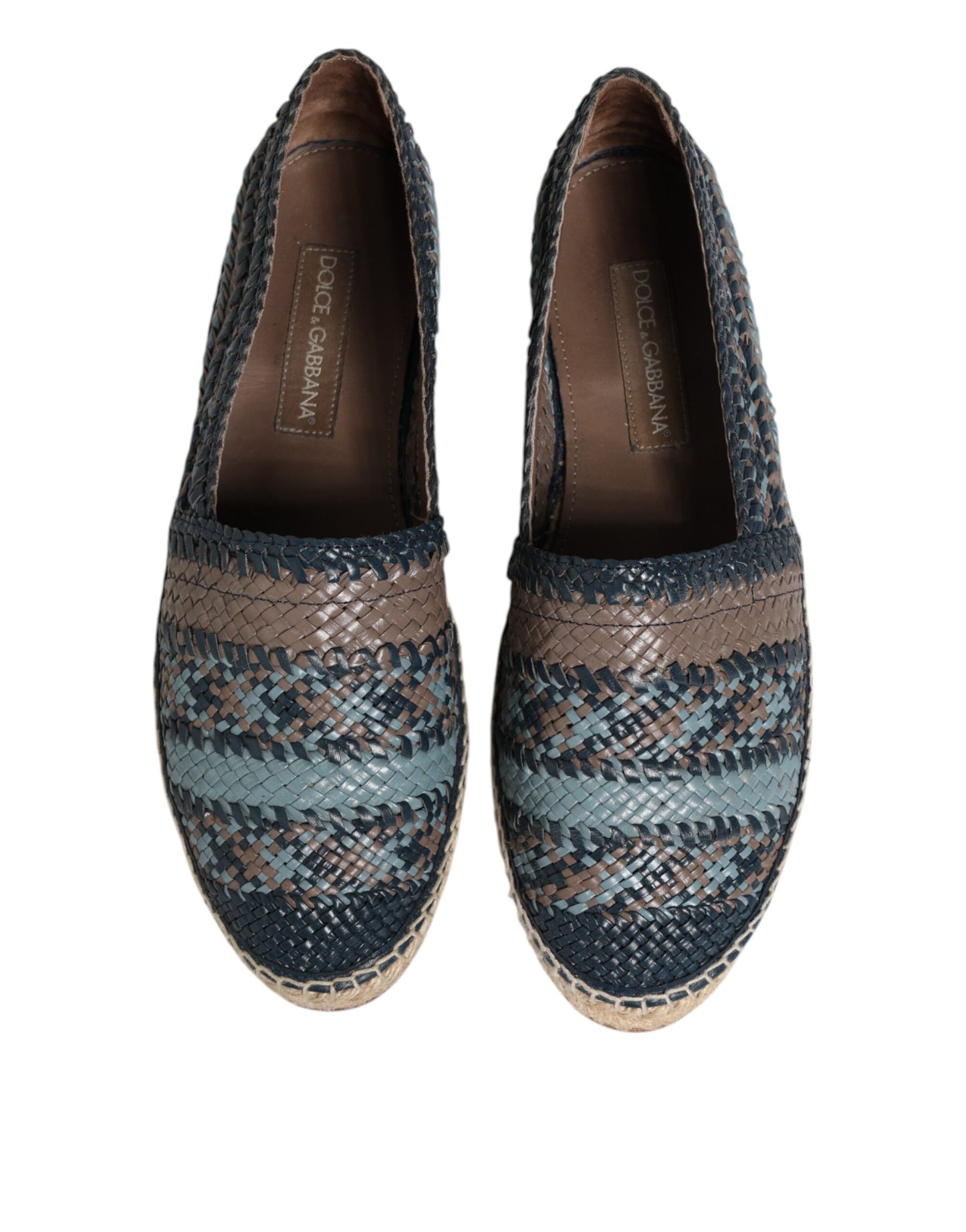 Dolce & Gabbana Blaugraue Espadrilles aus gewebtem Buffalo-Leder