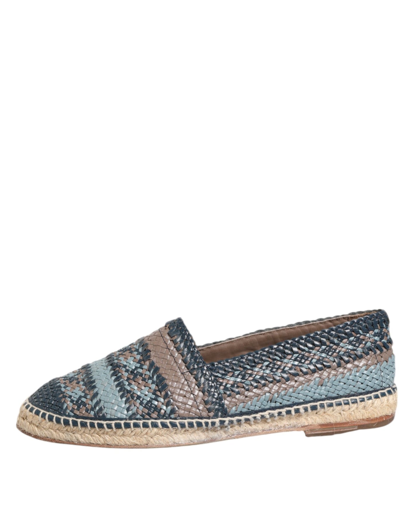 Dolce & Gabbana Blaugraue Espadrilles aus gewebtem Buffalo-Leder