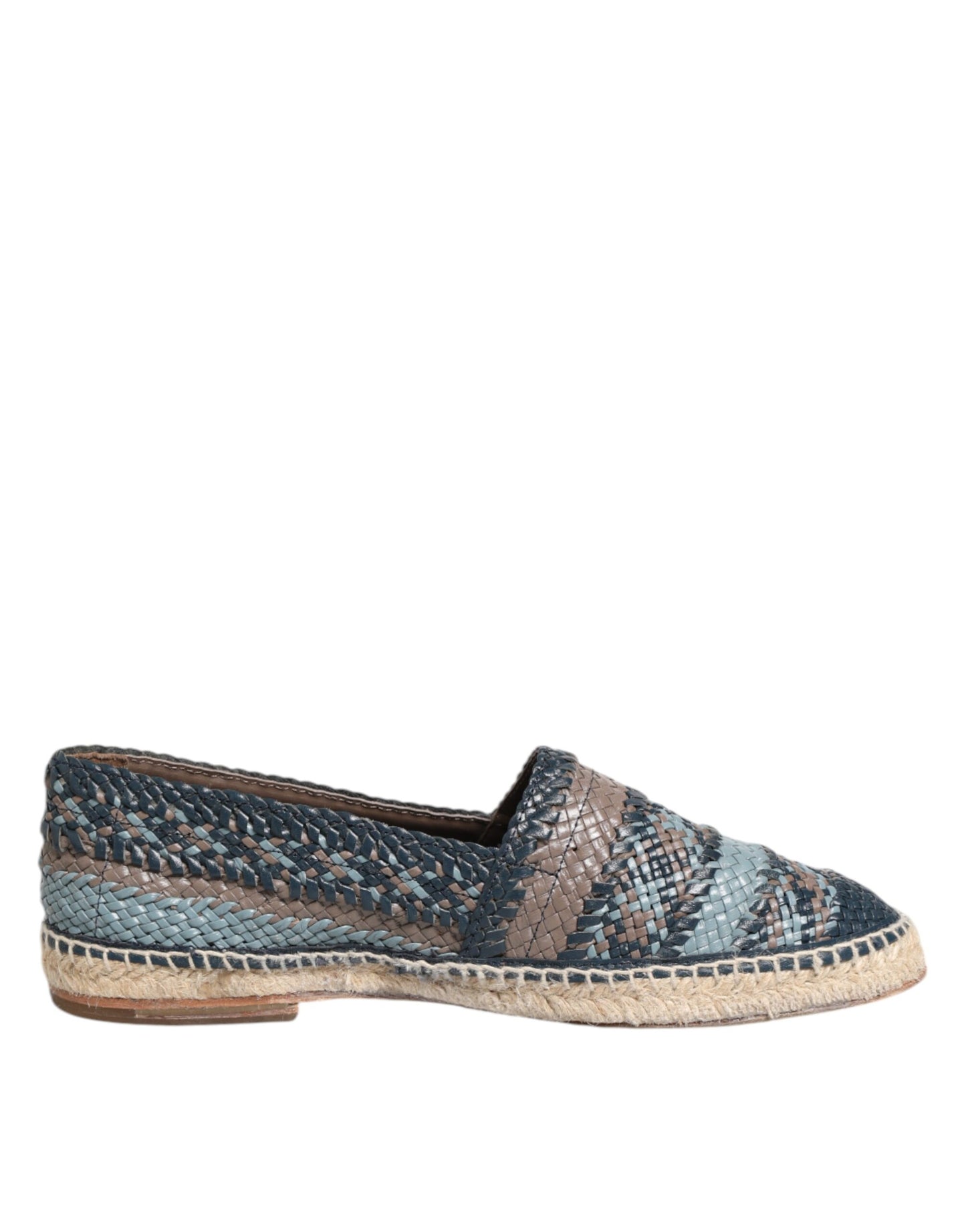 Dolce & Gabbana Blaugraue Espadrilles aus gewebtem Buffalo-Leder