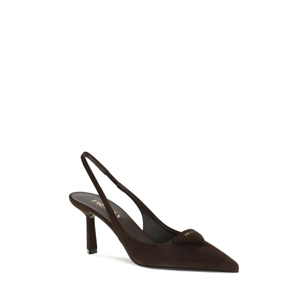 Prada Wildleder-Slingback-Pumps