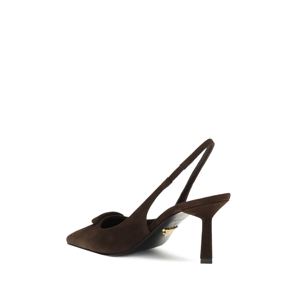 Prada Wildleder-Slingback-Pumps