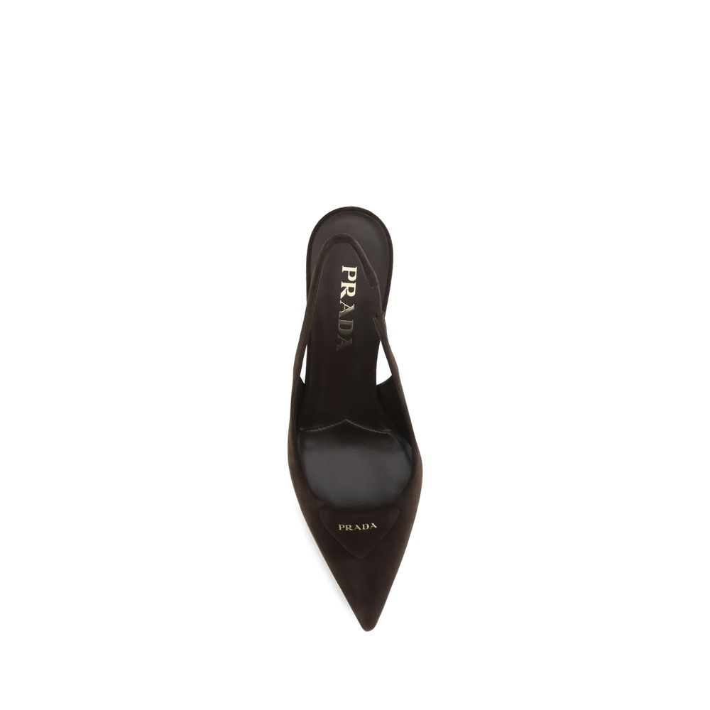 Prada Wildleder-Slingback-Pumps