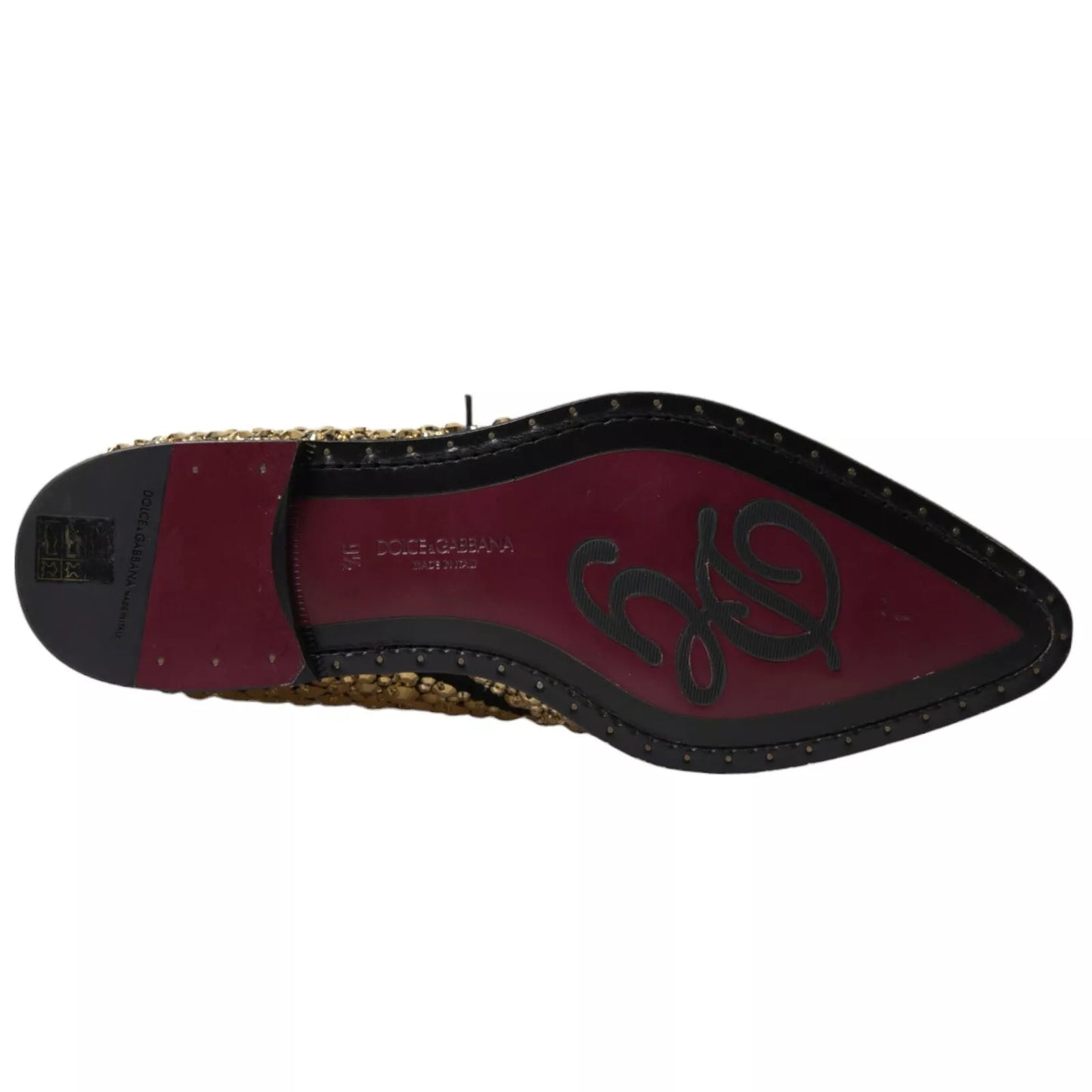 Dolce & Gabbana – Derby-Schuhe mit Verzierung in Schwarz und Gold