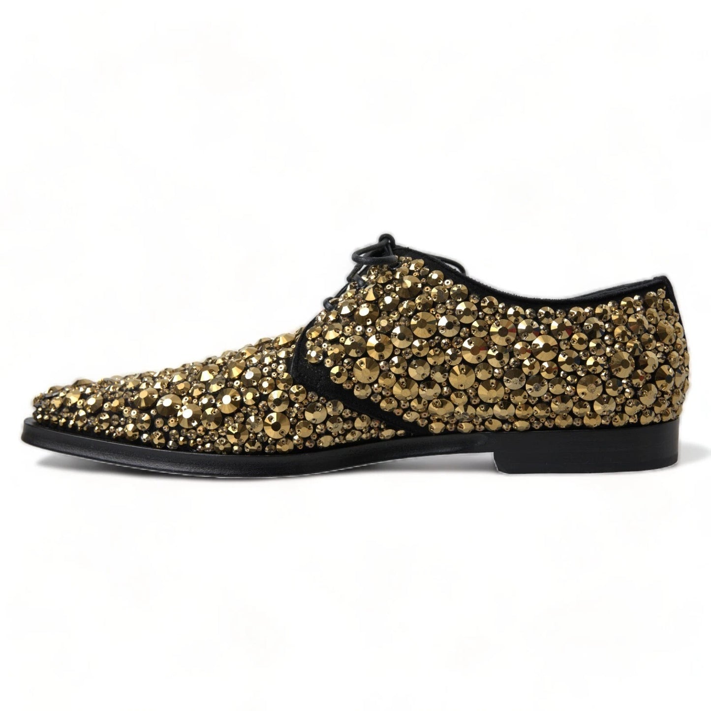 Dolce & Gabbana – Derby-Schuhe mit Verzierung in Schwarz und Gold