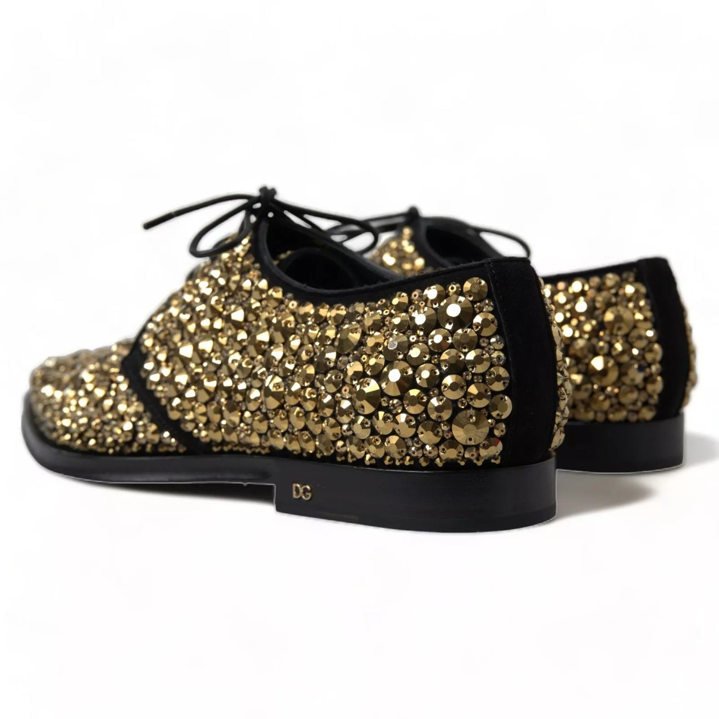 Dolce & Gabbana – Derby-Schuhe mit Verzierung in Schwarz und Gold
