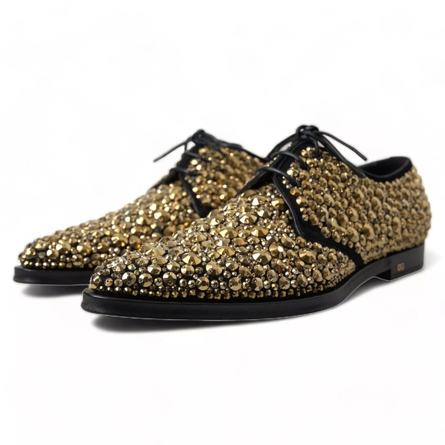 Dolce & Gabbana – Derby-Schuhe mit Verzierung in Schwarz und Gold