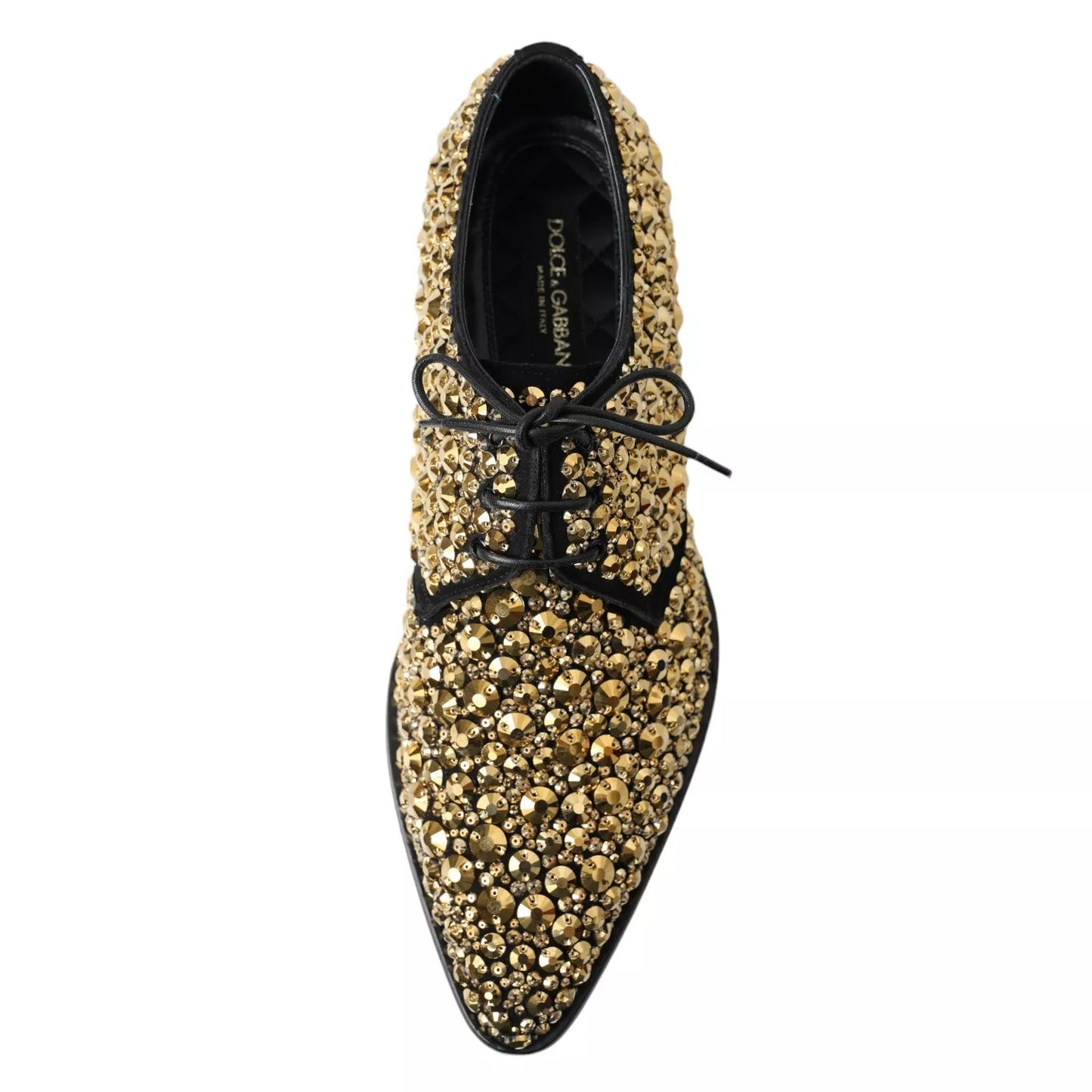 Dolce & Gabbana – Derby-Schuhe mit Verzierung in Schwarz und Gold