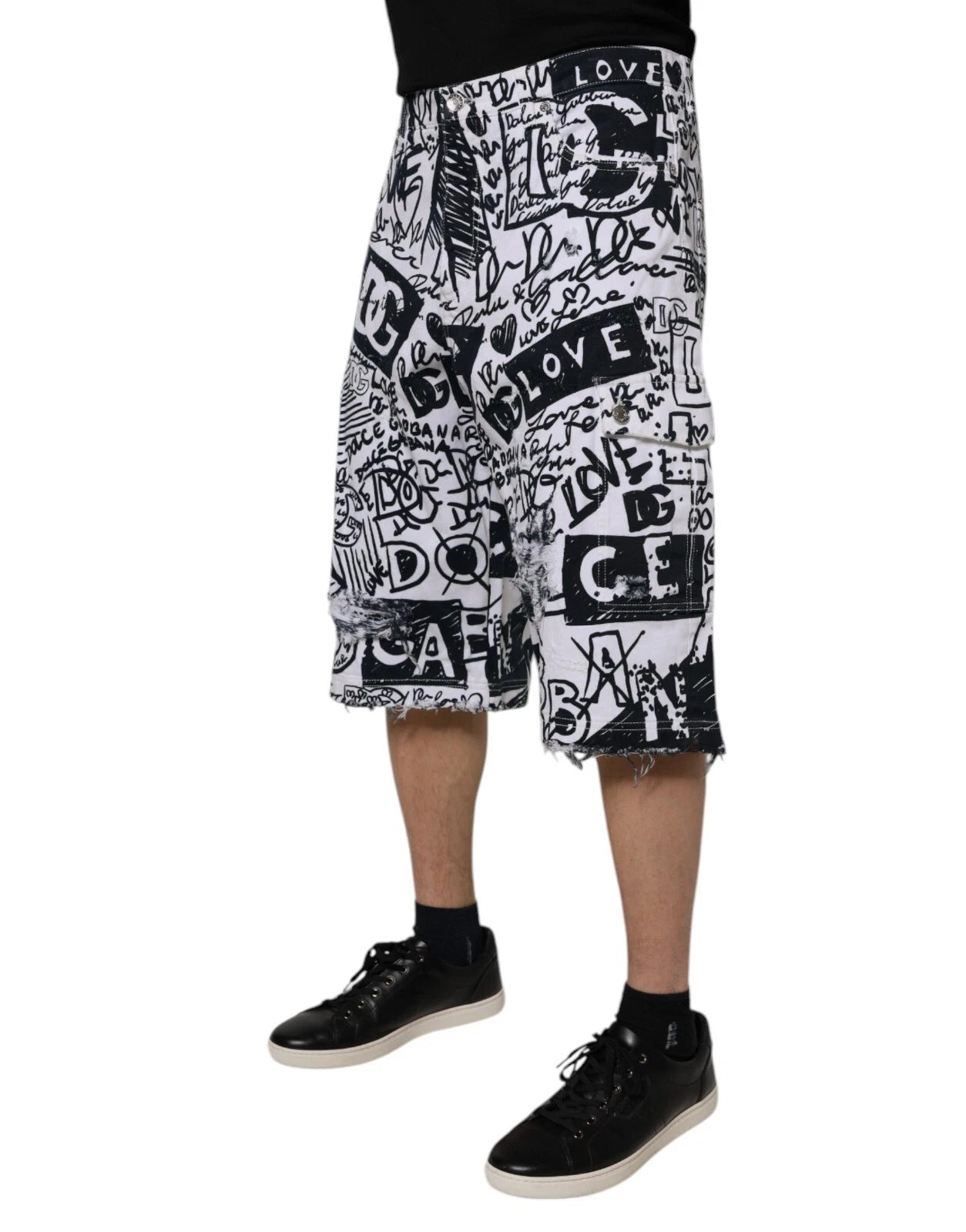 Dolce & Gabbana – Bermudashorts aus Baumwolle mit Graffiti-Print für Herren