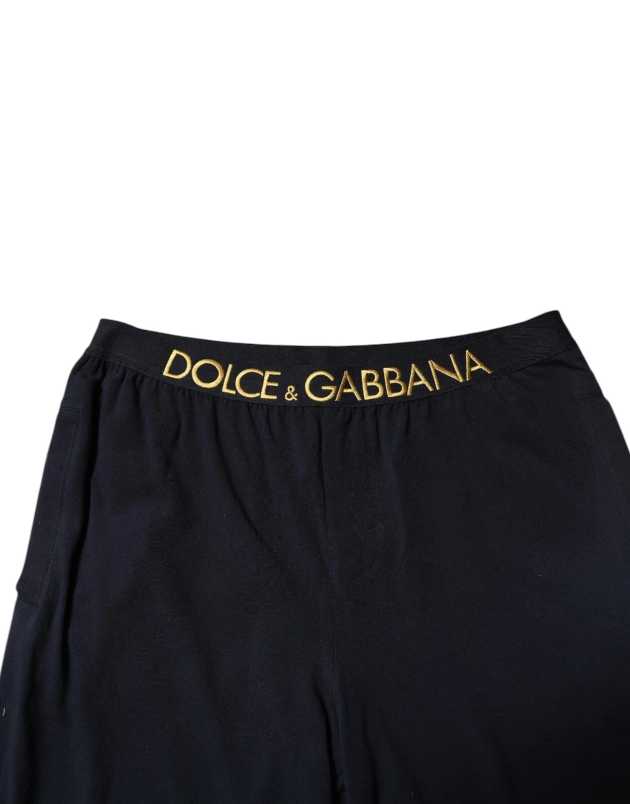 Dolce & Gabbana – Schwarze, gerade Hose aus Modal-Spandex mit Logo