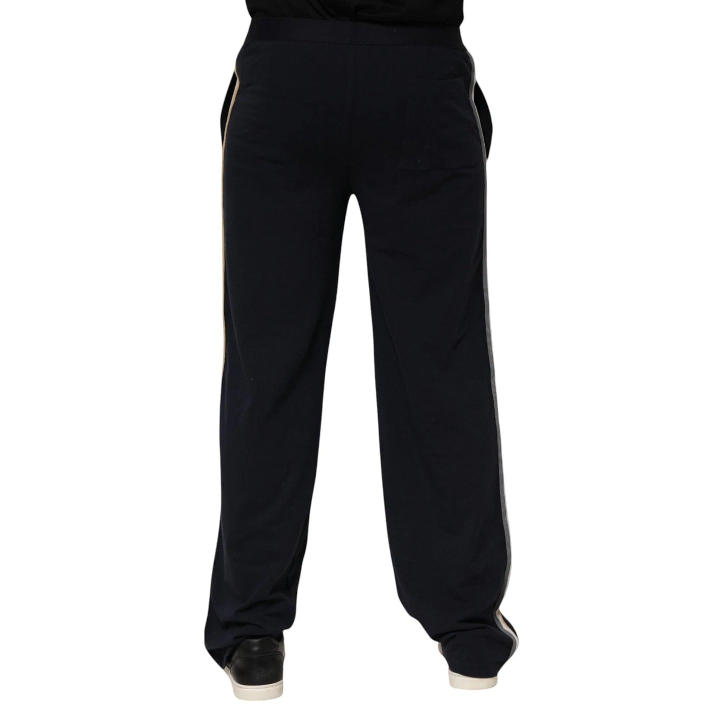Dolce & Gabbana – Schwarze, gerade Hose aus Modal-Spandex mit Logo