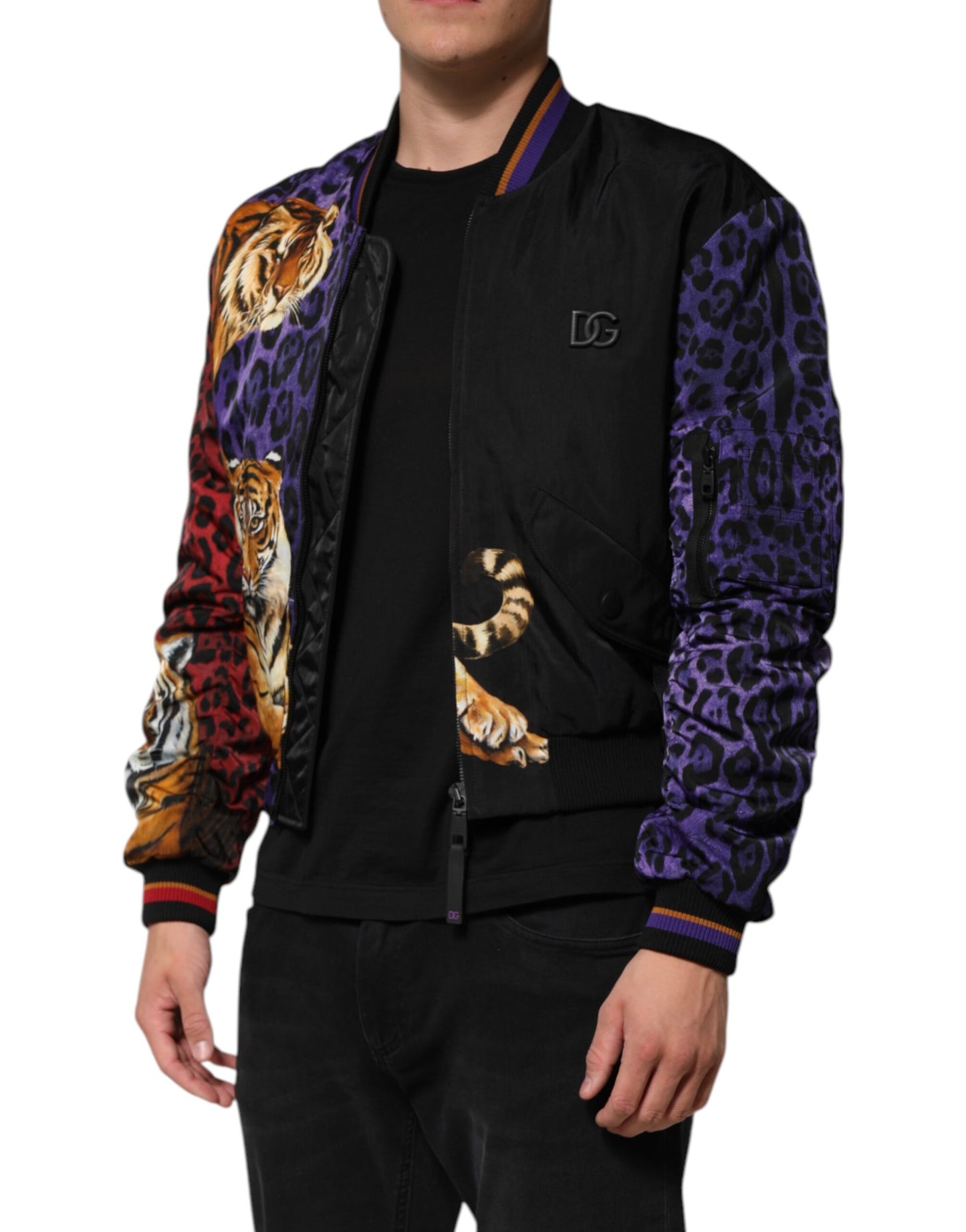 Dolce & Gabbana – Mehrfarbige Bomberjacke mit Tiger-Print für Herren