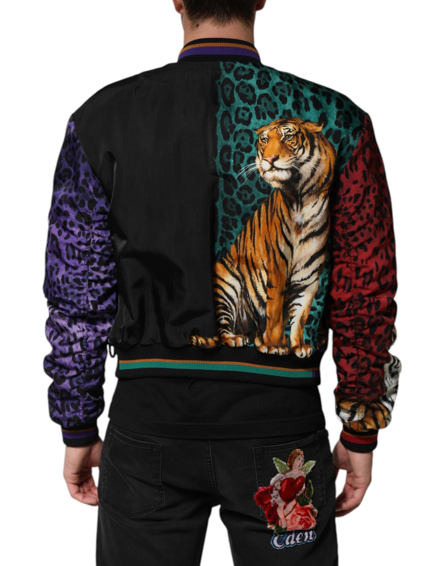 Dolce & Gabbana – Mehrfarbige Bomberjacke mit Tiger-Print für Herren