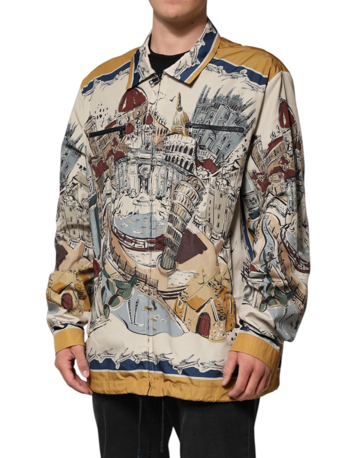 Dolce & Gabbana – Mehrfarbige Bomberjacke mit italienischem Motiv für Herren