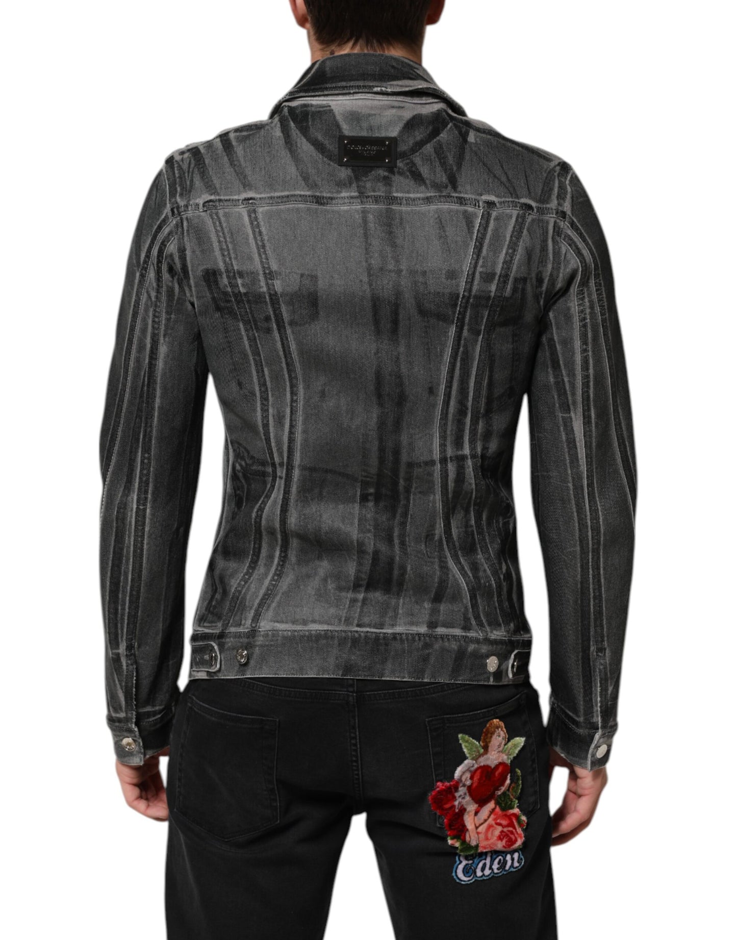 Dolce & Gabbana Graue Jeansjacke aus gewaschener Baumwolle mit Stretch