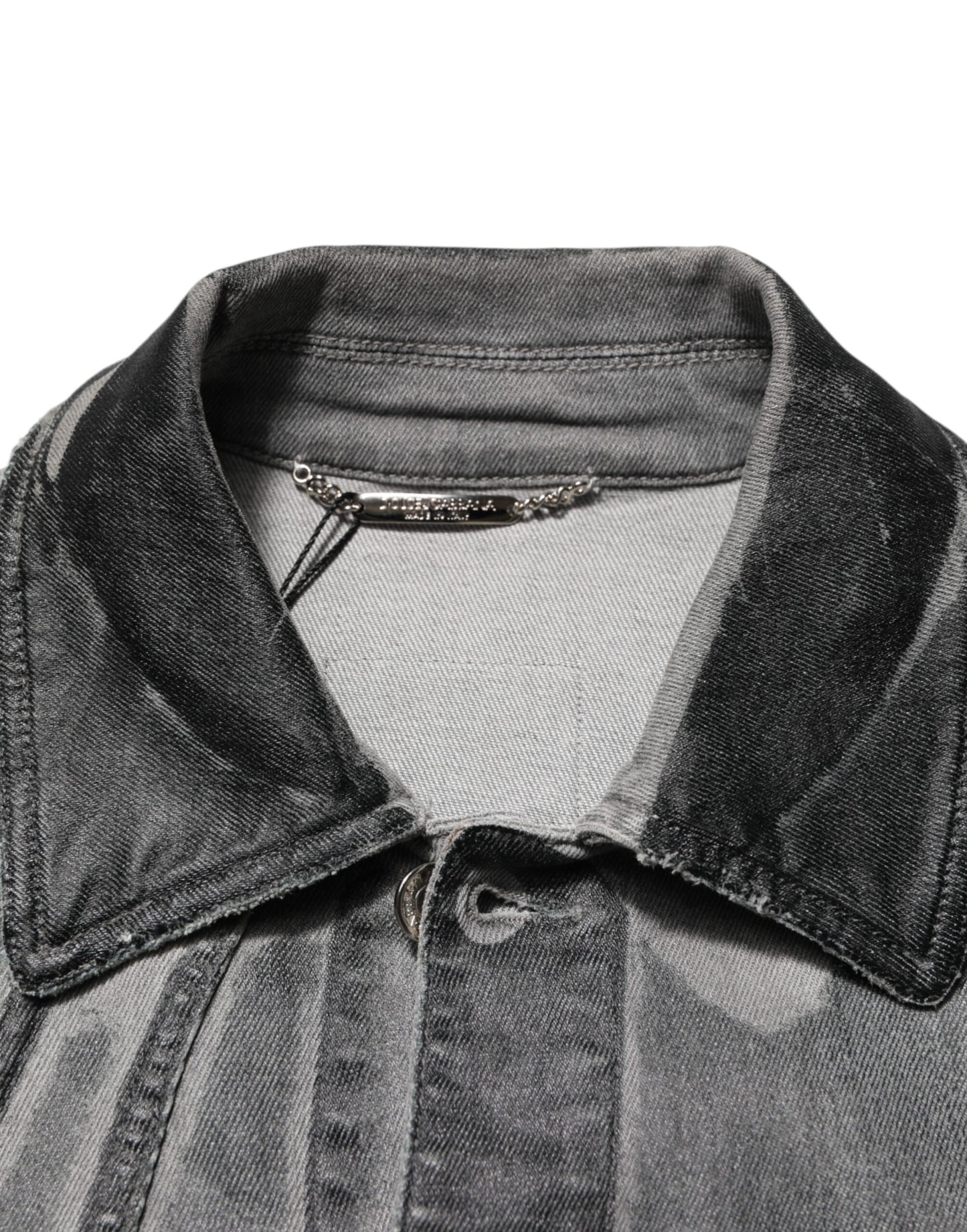 Dolce & Gabbana Graue Jeansjacke aus gewaschener Baumwolle mit Stretch