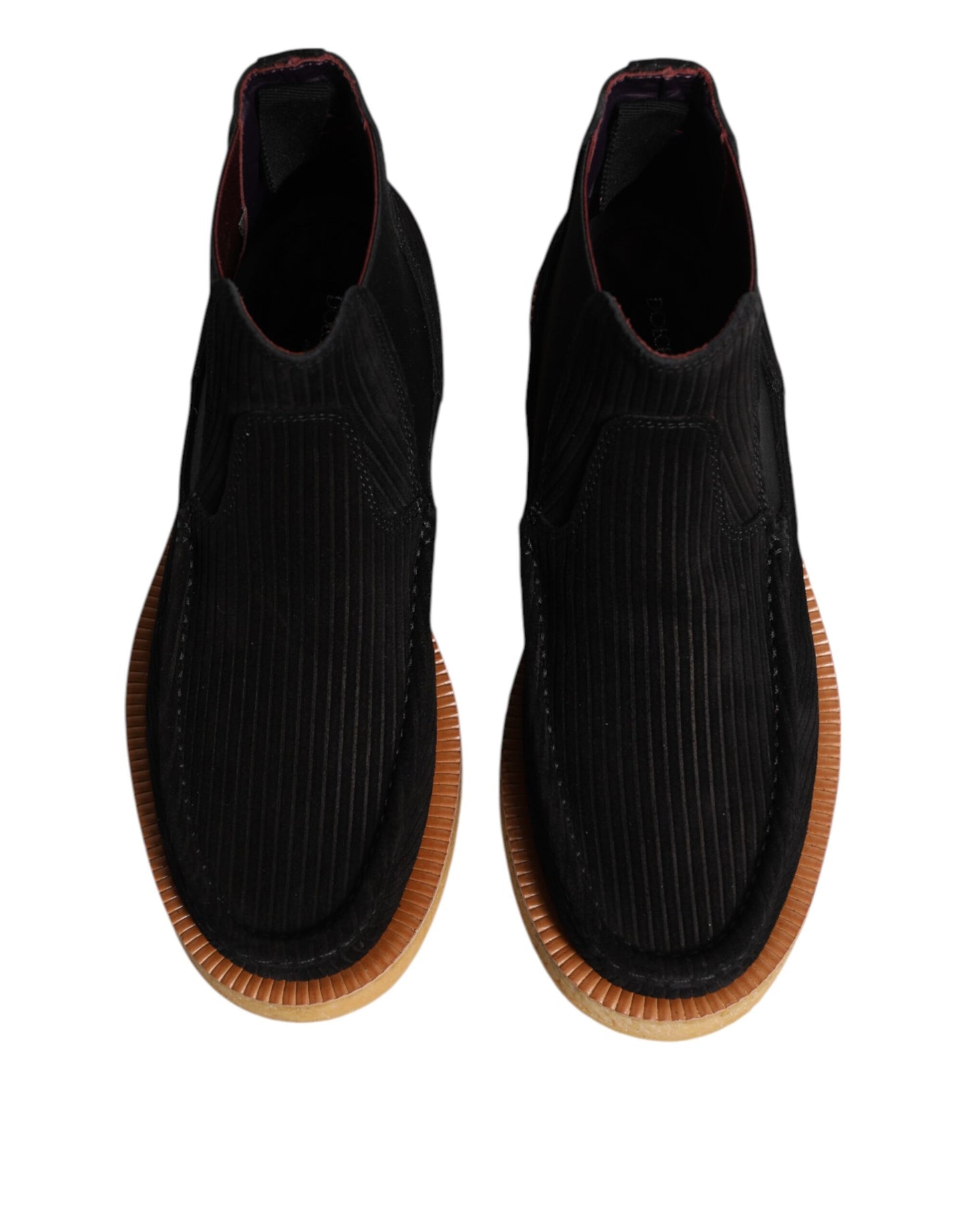 Dolce & Gabbana – Schwarze Slipper-Stiefeletten aus Kalbswildleder
