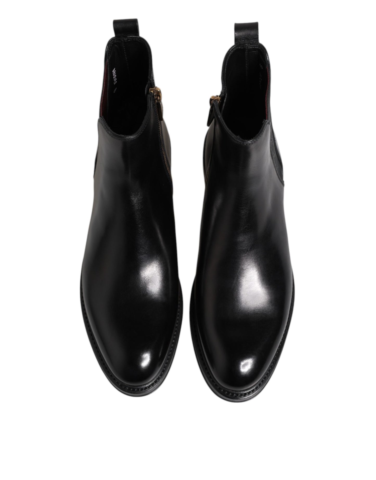 Dolce & Gabbana – Schwarze Chelsea-Stiefel aus Leder mit mittlerer Wade