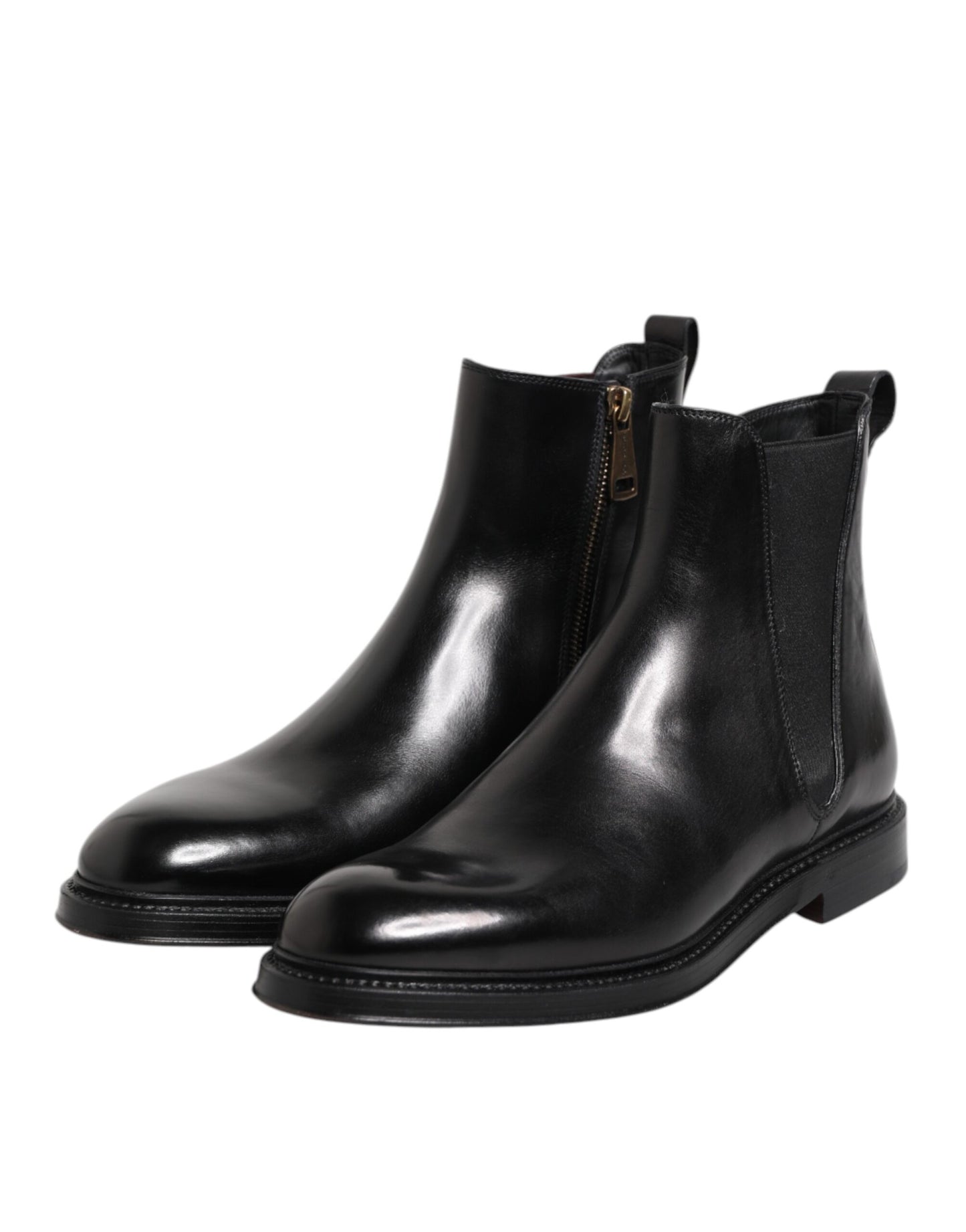 Dolce & Gabbana – Schwarze Chelsea-Stiefel aus Leder mit mittlerer Wade