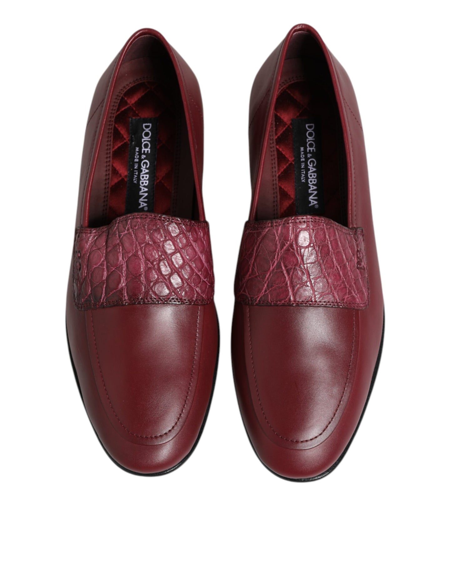 Dolce & Gabbana – Formelle Slipper aus burgunderrotem Leder