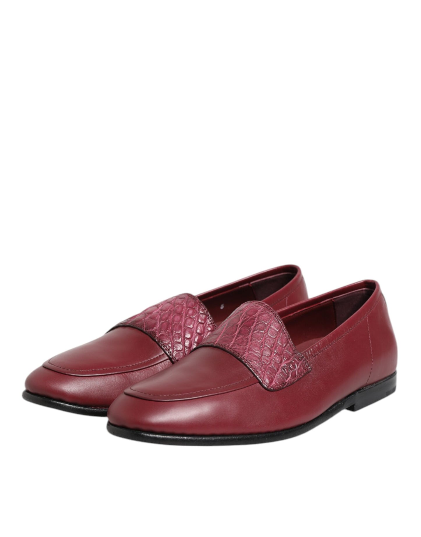 Dolce & Gabbana – Formelle Slipper aus burgunderrotem Leder