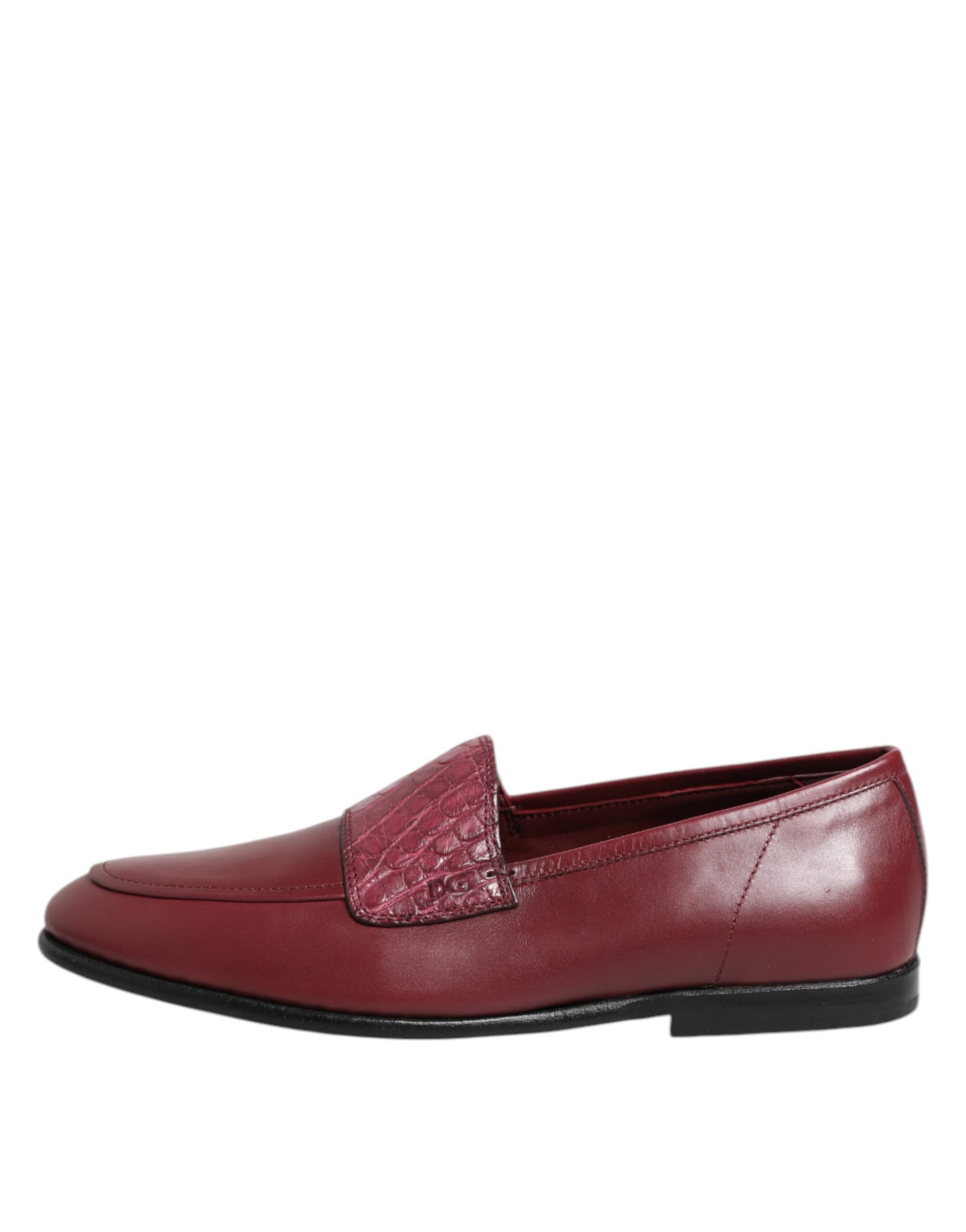 Dolce & Gabbana – Formelle Slipper aus burgunderrotem Leder