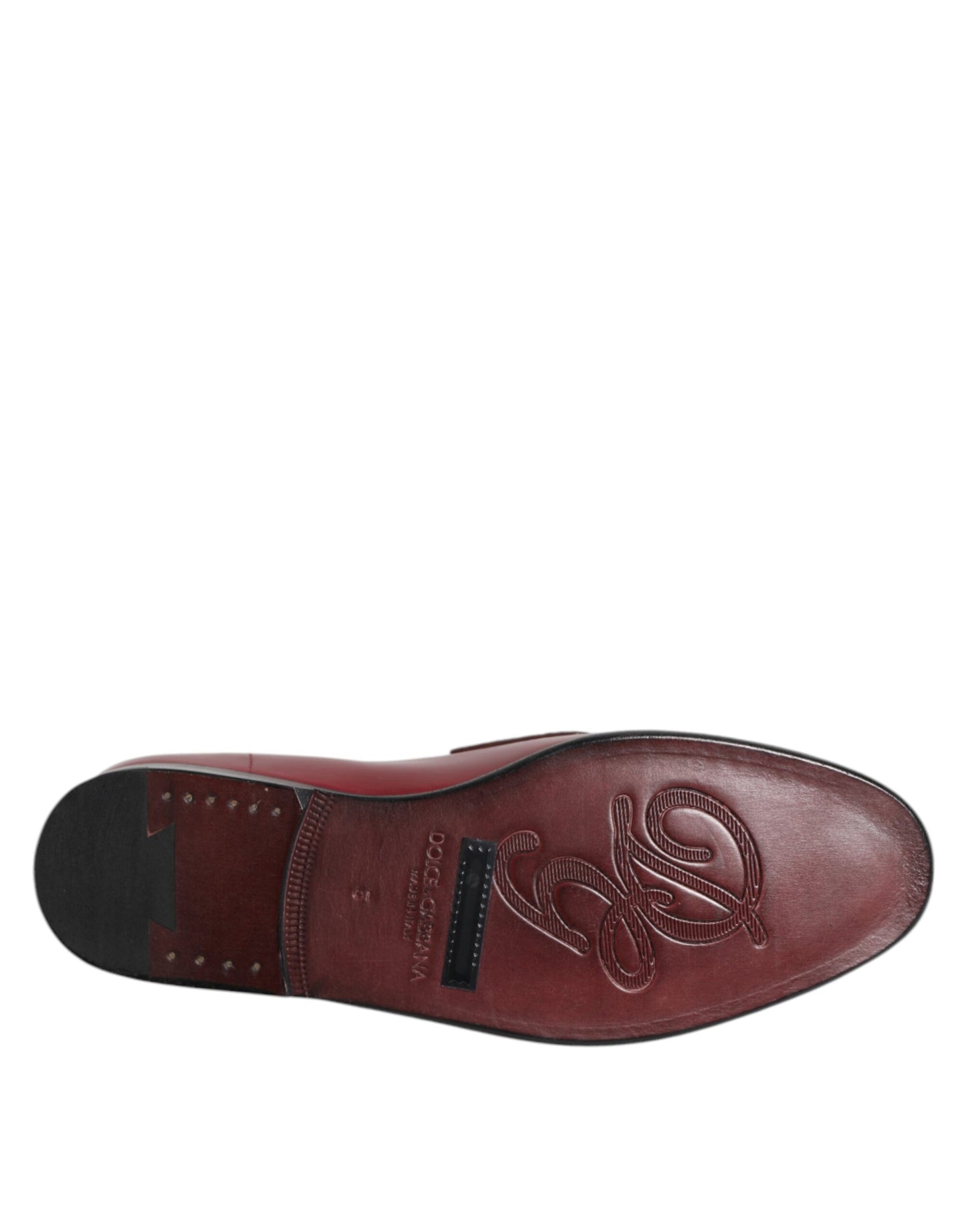Dolce & Gabbana – Formelle Slipper aus burgunderrotem Leder
