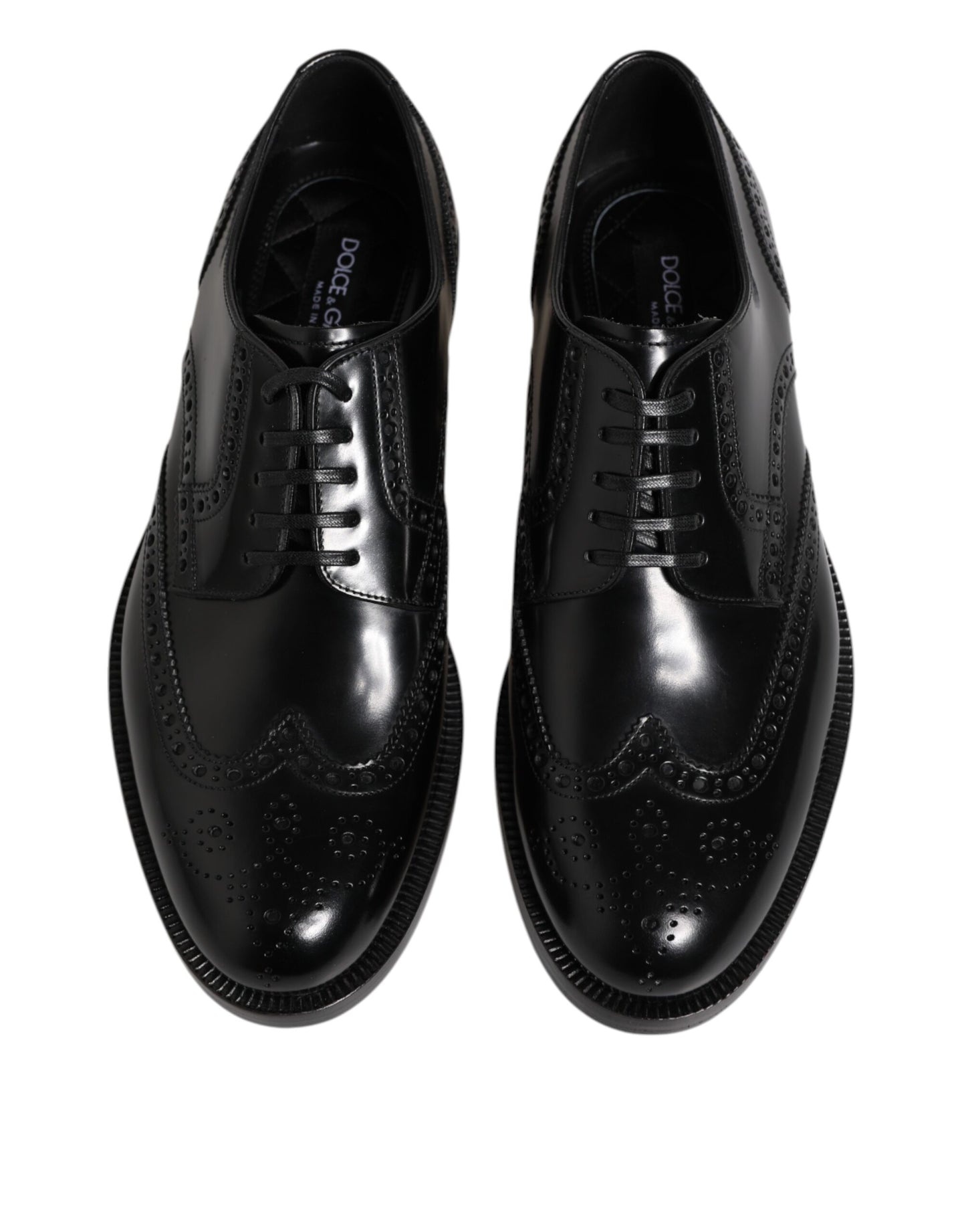 Dolce & Gabbana – Formelle Derby-Schuhe aus schwarzem Leder mit Flügelkappe