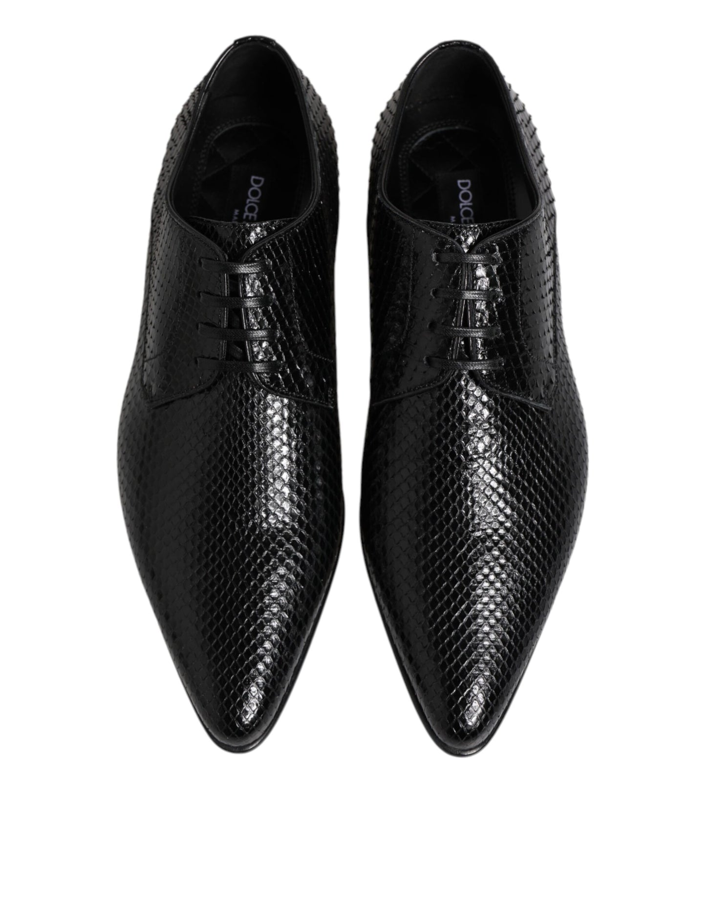Dolce & Gabbana – Derby-Schnürschuhe aus exotischem Leder in Schwarz