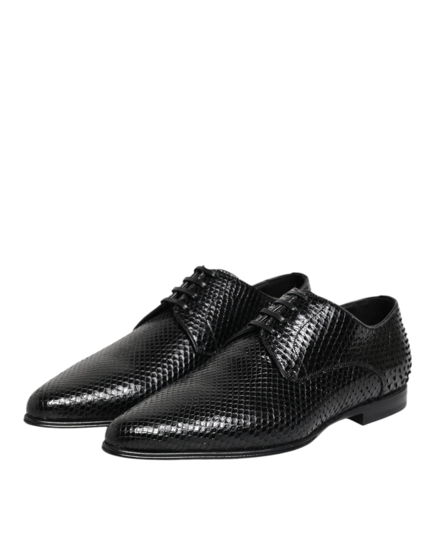 Dolce & Gabbana – Derby-Schnürschuhe aus exotischem Leder in Schwarz