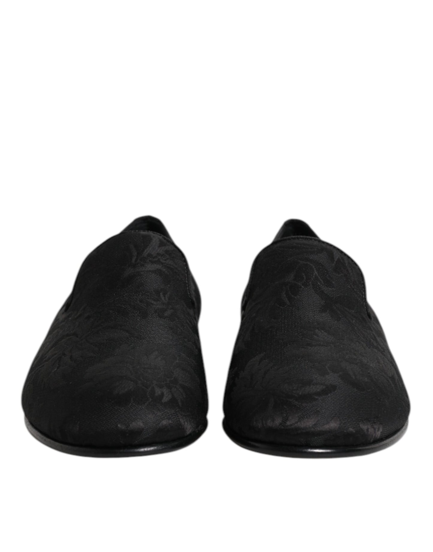 Dolce & Gabbana – Schwarze Loafer aus Brokat mit Blumenmuster für Herren