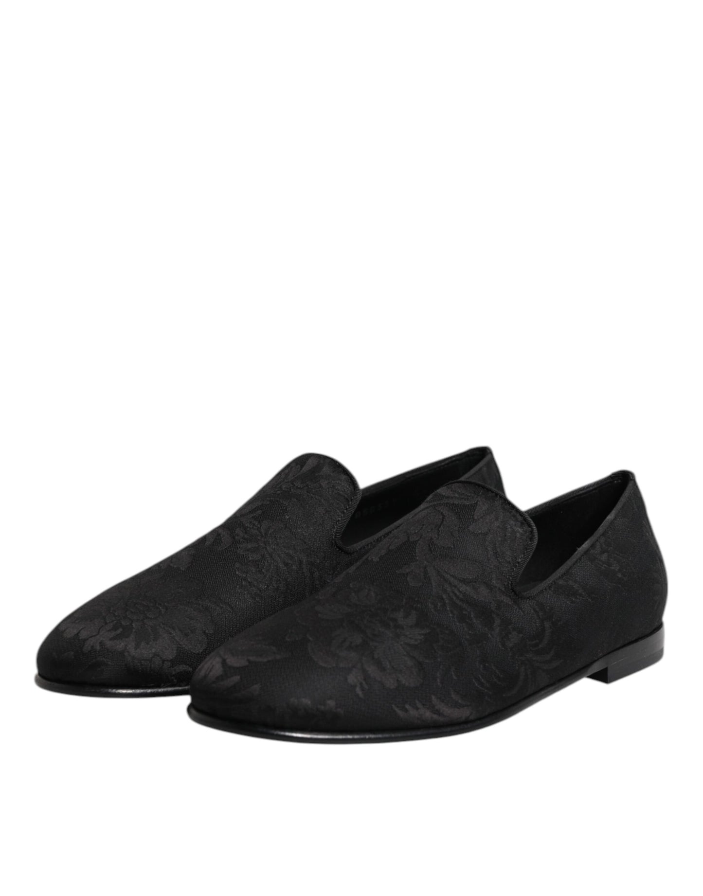 Dolce & Gabbana – Schwarze Loafer aus Brokat mit Blumenmuster für Herren