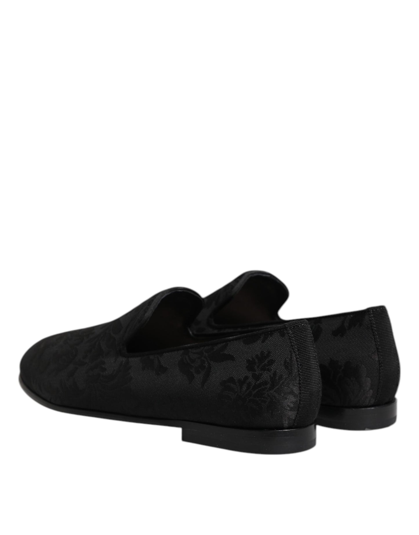 Dolce & Gabbana – Schwarze Loafer aus Brokat mit Blumenmuster für Herren