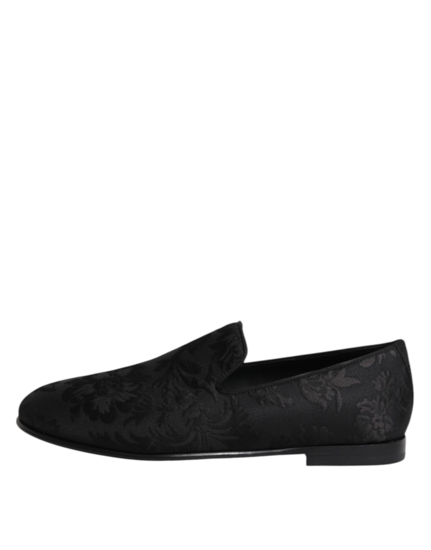 Dolce & Gabbana – Schwarze Loafer aus Brokat mit Blumenmuster für Herren