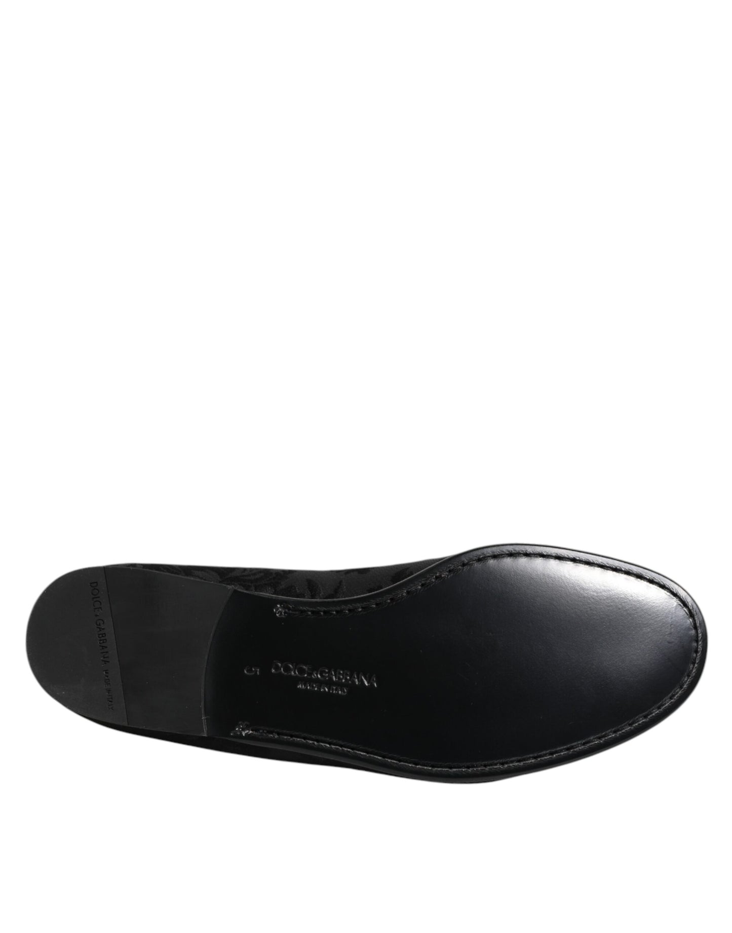 Dolce & Gabbana – Schwarze Loafer aus Brokat mit Blumenmuster für Herren