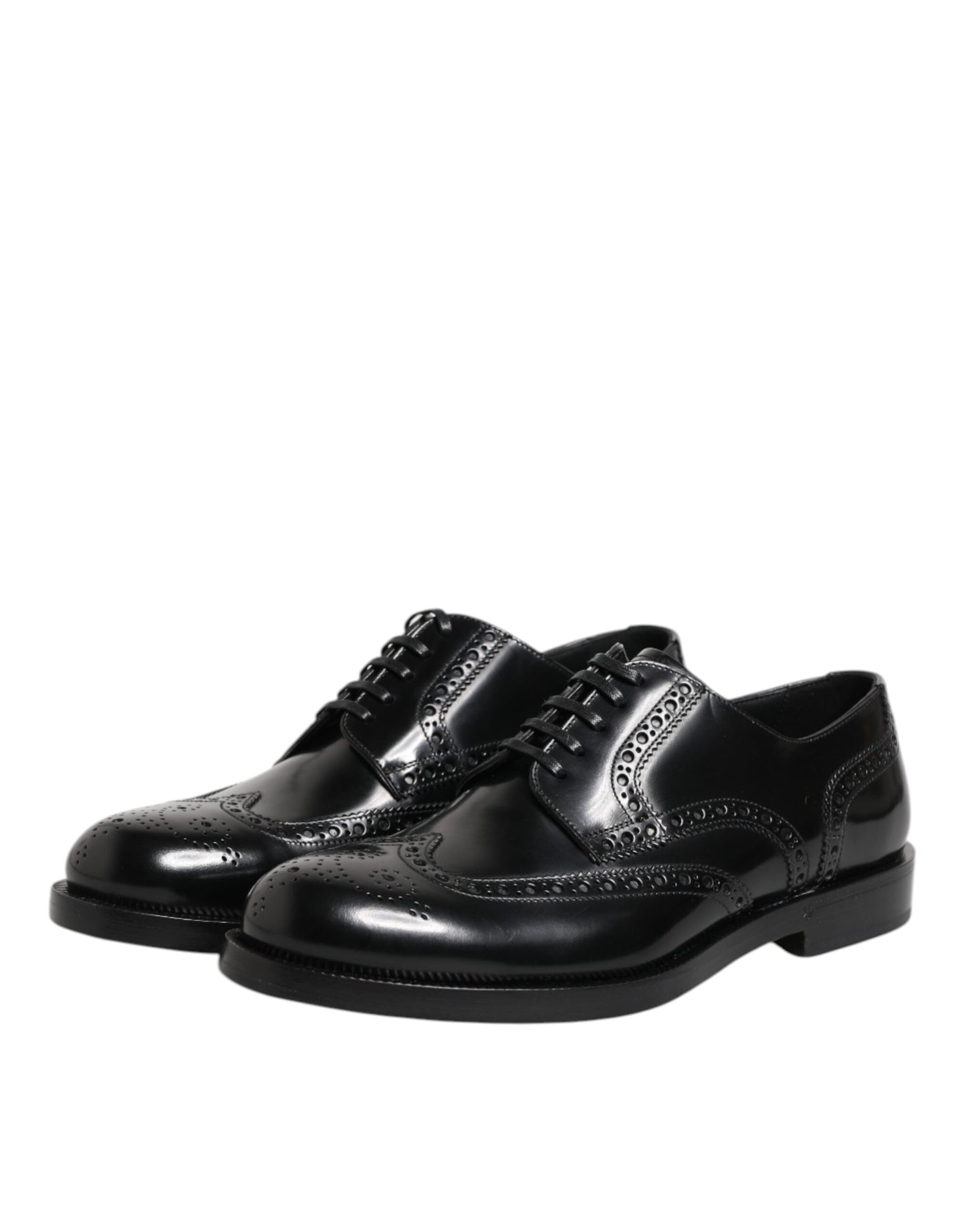 Dolce & Gabbana – Formelle Derby-Schuhe aus schwarzem Leder mit Flügelkappe