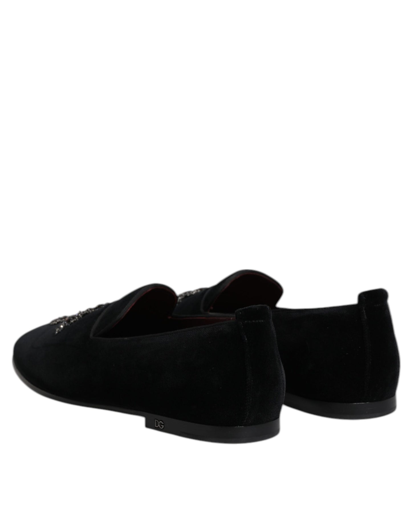 Dolce & Gabbana – Slipper-Loafer aus schwarzem Wildleder mit Kreuzmuster