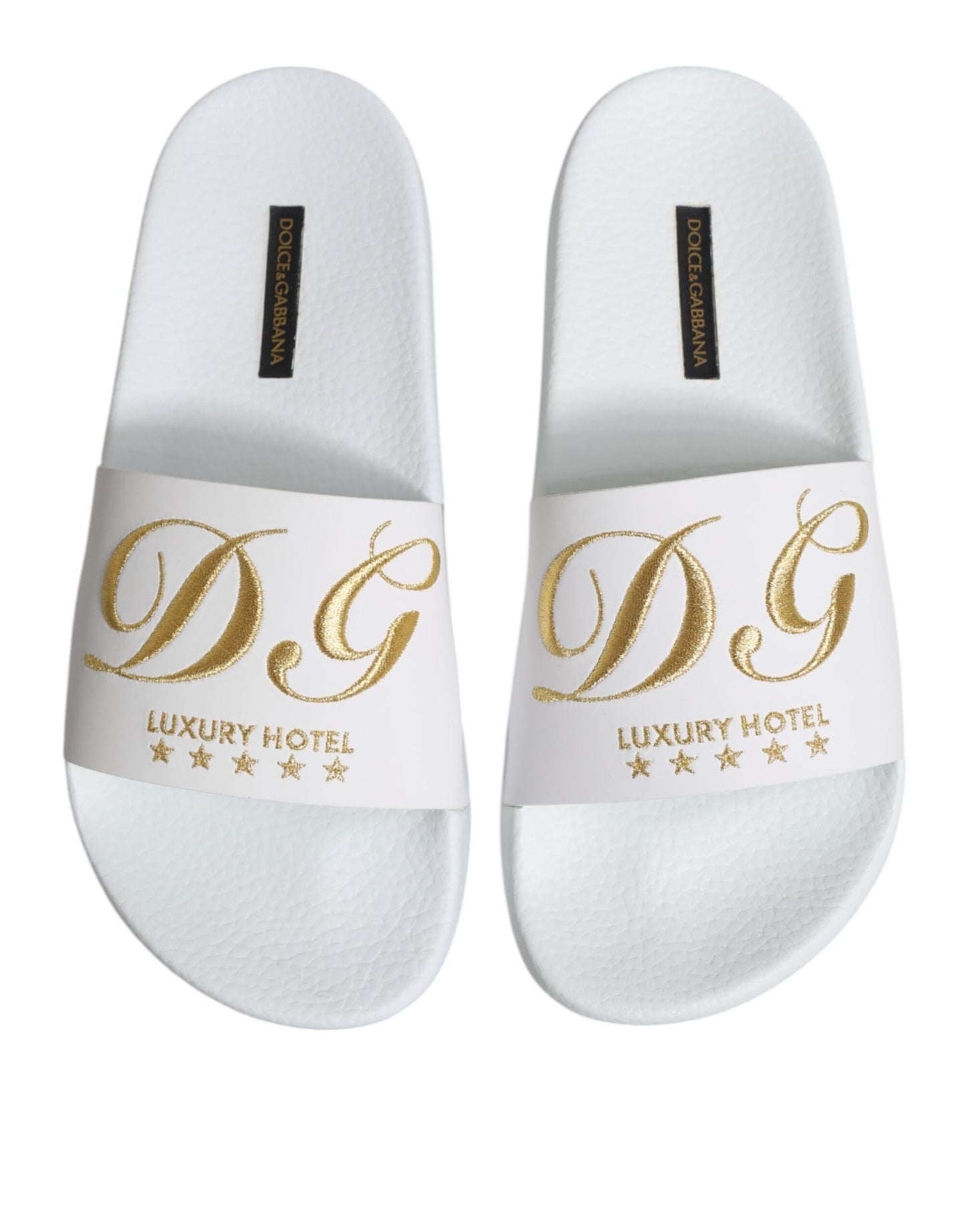 Dolce & Gabbana Weiße Leder-Sandalen, Strandschuhe