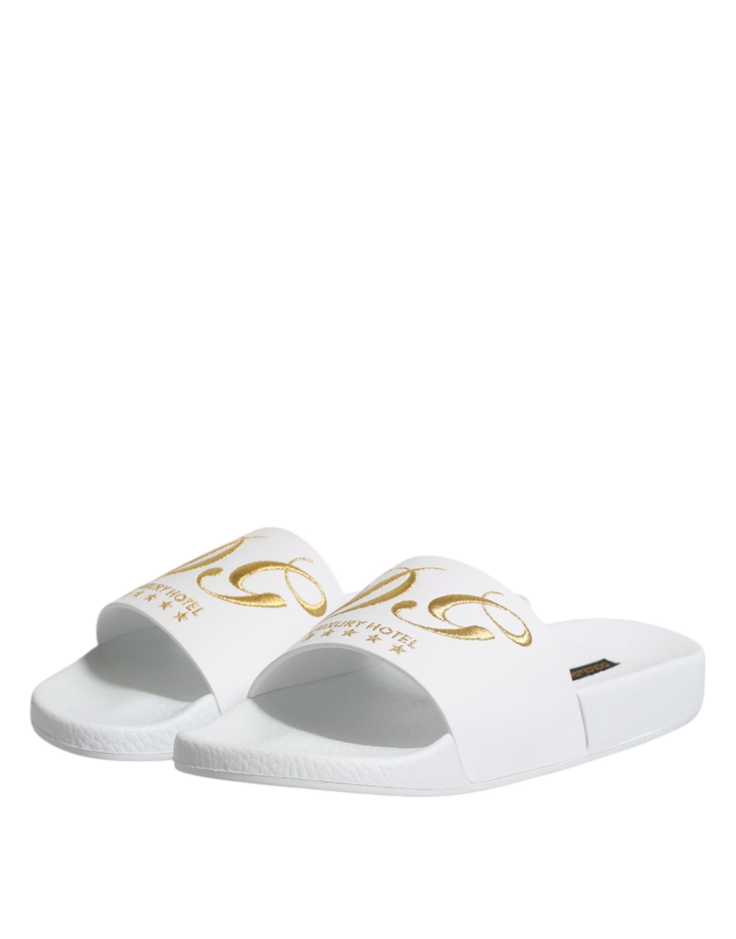 Dolce & Gabbana Weiße Leder-Sandalen, Strandschuhe