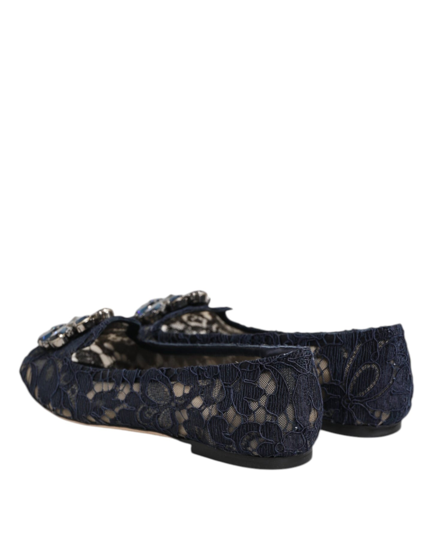 Dolce & Gabbana – Blaue Taormina-Flachschuhe mit Spitzenkristallen