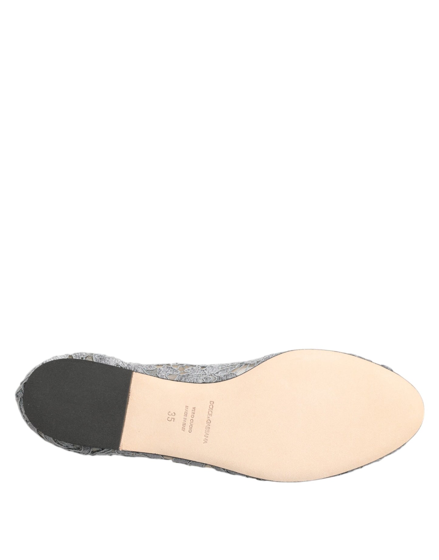 Dolce & Gabbana Graue Taormina-Flachschuhe mit Spitzenkristallen