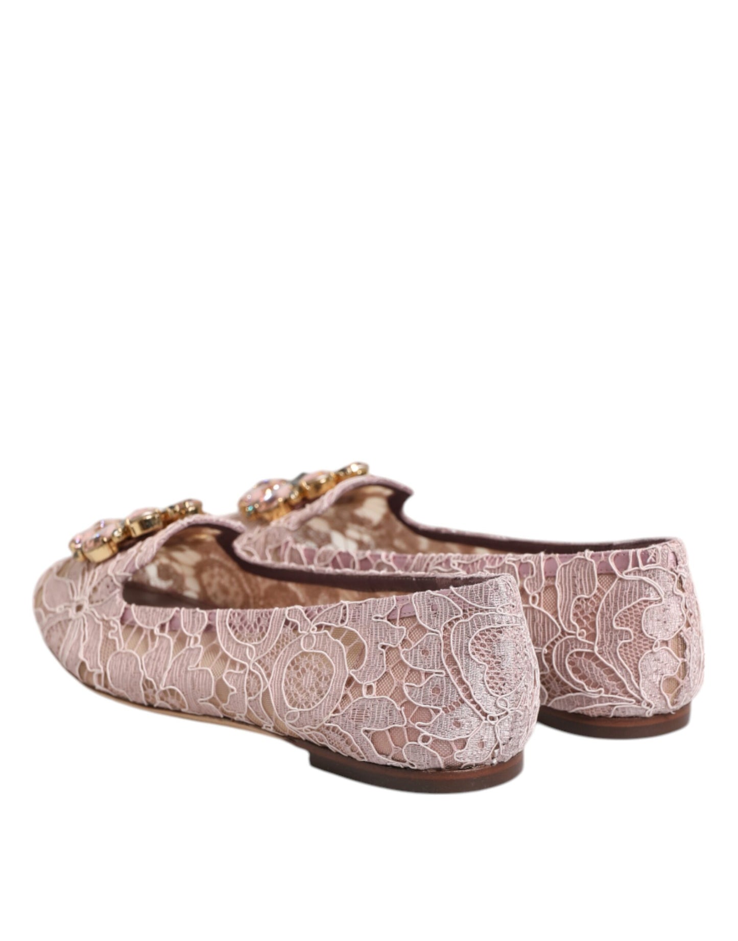 Dolce & Gabbana – Rosa Taormina – Flache Schuhe mit Spitzen und Kristallen